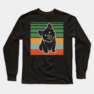 Vintage Cute Puppy Corgi Long Sleeve T-Shirt